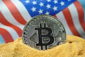 Bitcoin cryptocurrency with American flag — buy crypto in California